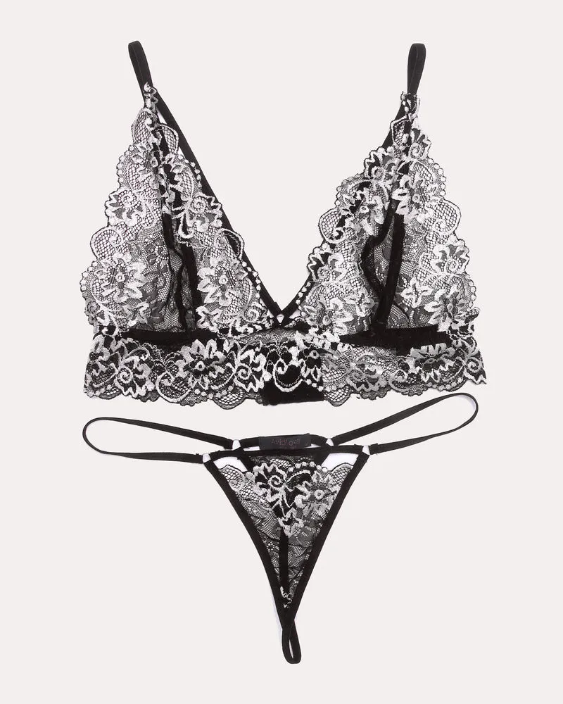 2 Piece Lace V Neck Bra and Panty Sets
