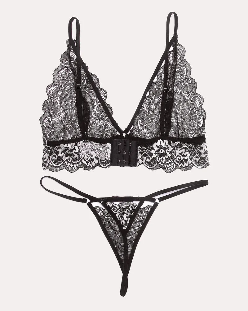 2 Piece Lace V Neck Bra and Panty Sets