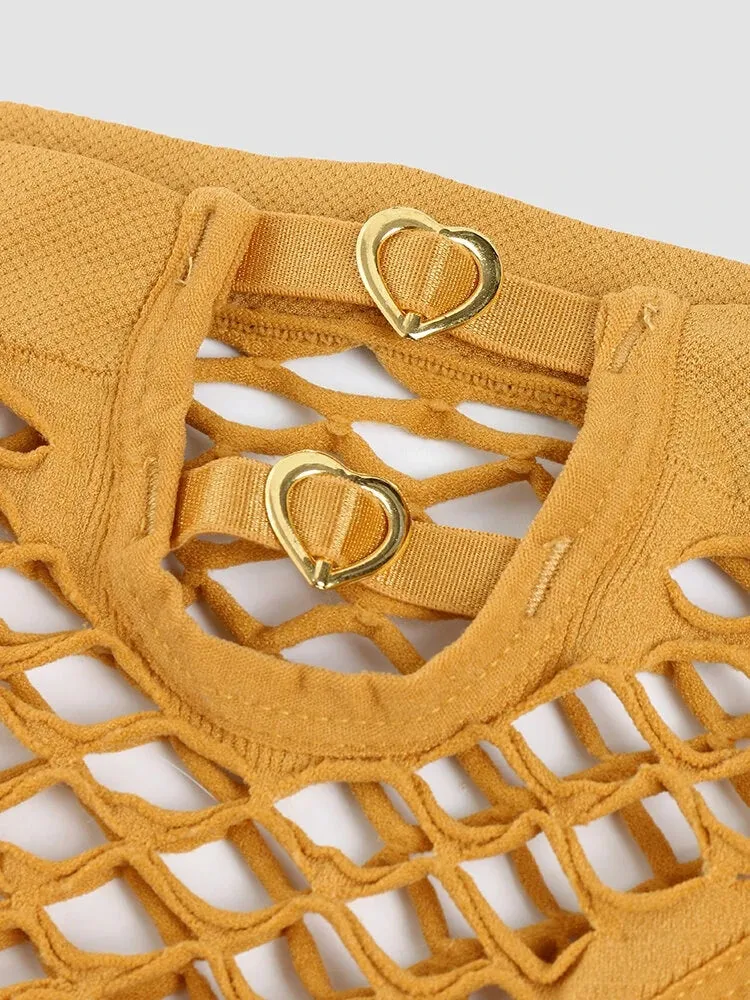 4 Packs Women Plain Fishnet Stretch See Through Breathable Sexy Panties