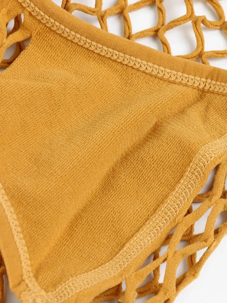 4 Packs Women Plain Fishnet Stretch See Through Breathable Sexy Panties