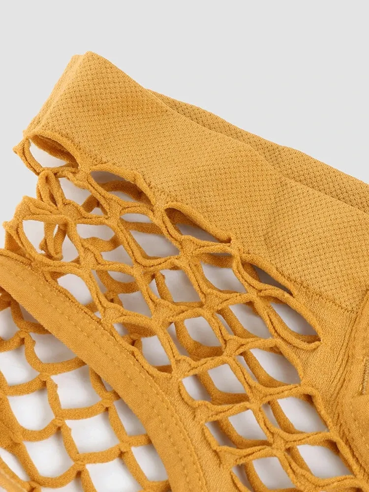 4 Packs Women Plain Fishnet Stretch See Through Breathable Sexy Panties