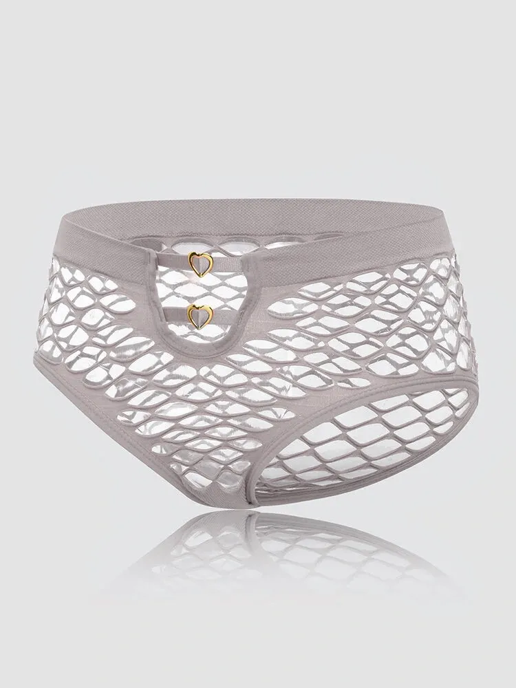 4 Packs Women Plain Fishnet Stretch See Through Breathable Sexy Panties