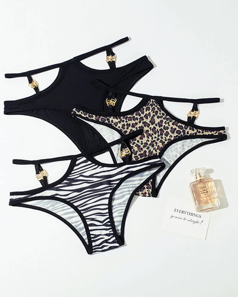 Animal Print Metal Button Panties