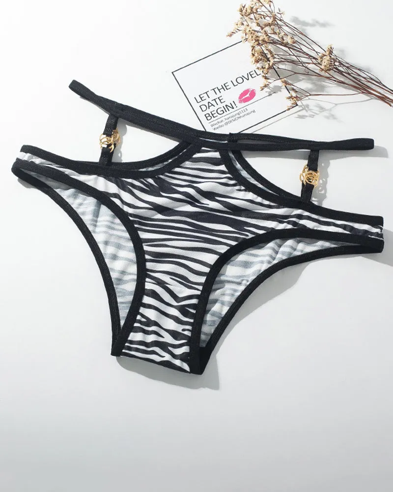 Animal Print Metal Button Panties