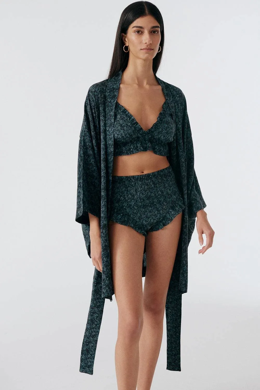 Botanist Silk Cropped Ruffled Bralette