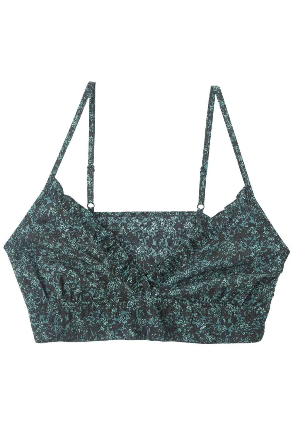 Botanist Silk Cropped Ruffled Bralette