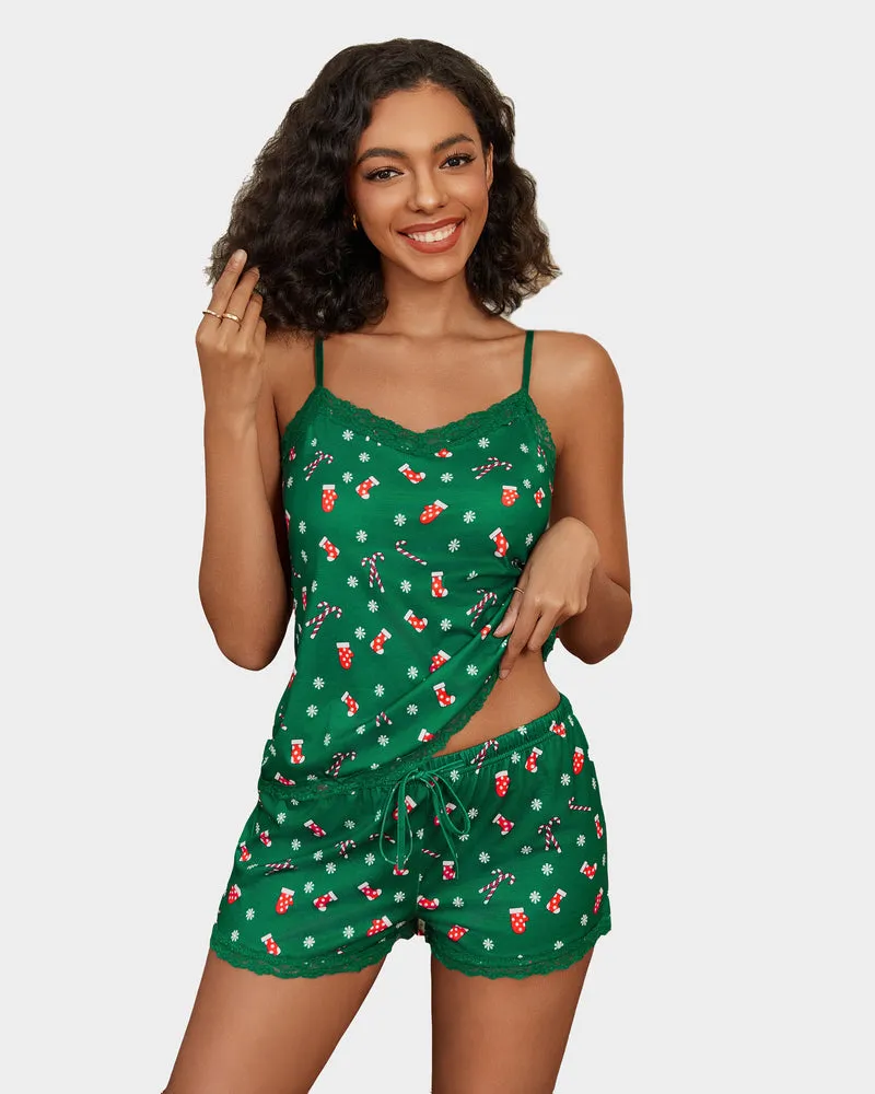 Cami Lace Trim Short PJ Set