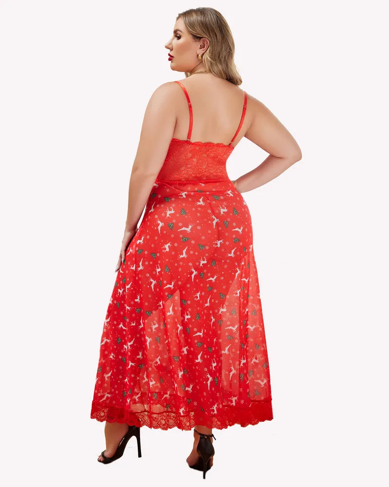 Christmas Plus Size Side Slits Dresses