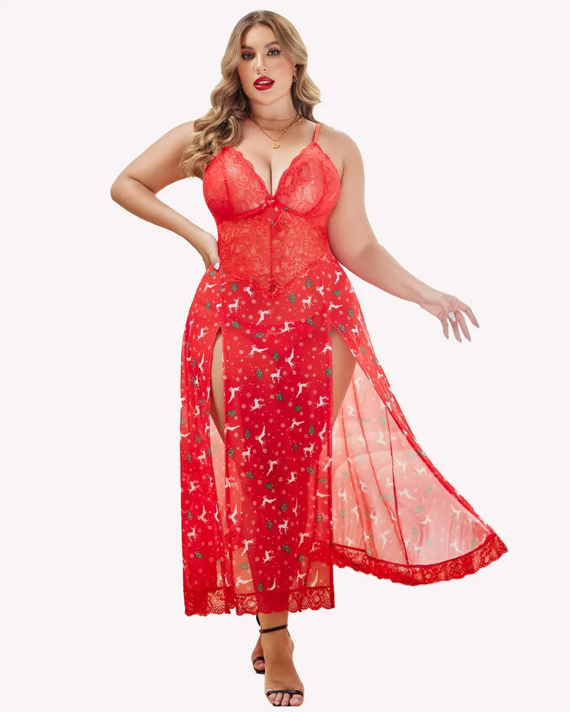 Christmas Plus Size Side Slits Dresses