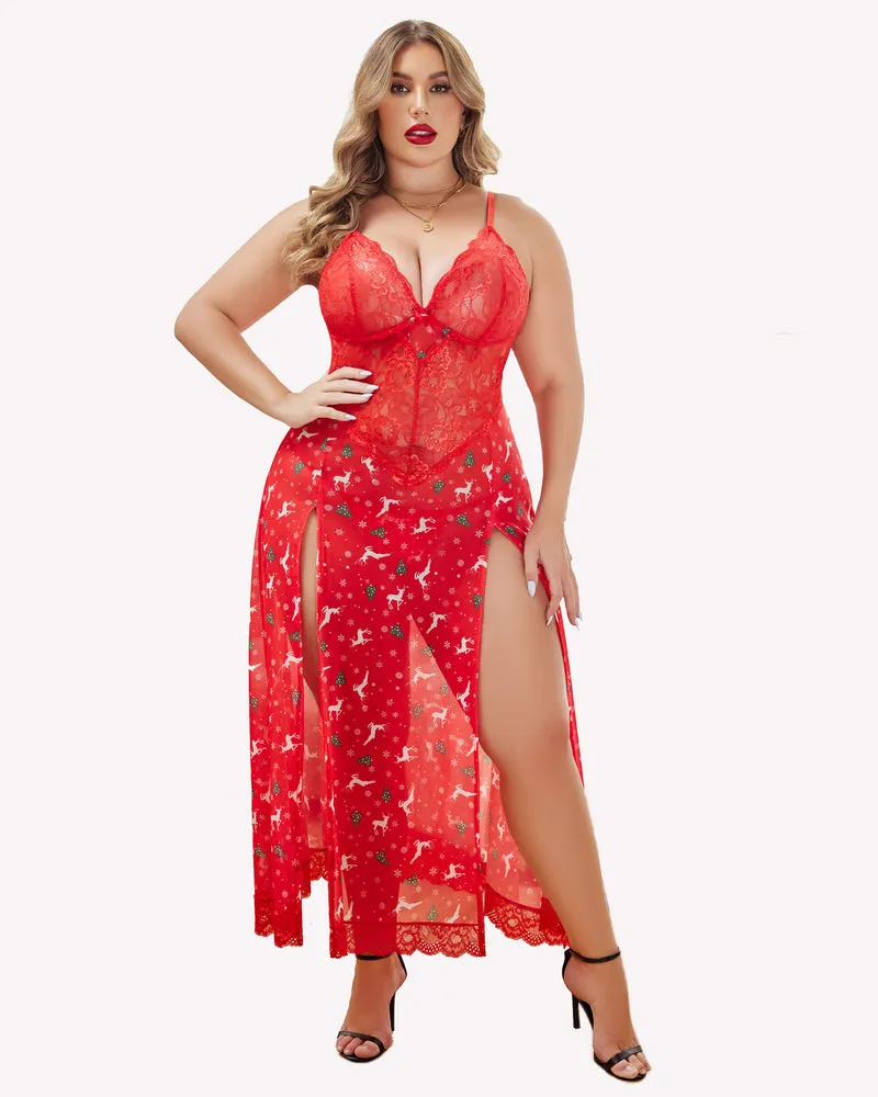 Christmas Plus Size Side Slits Dresses