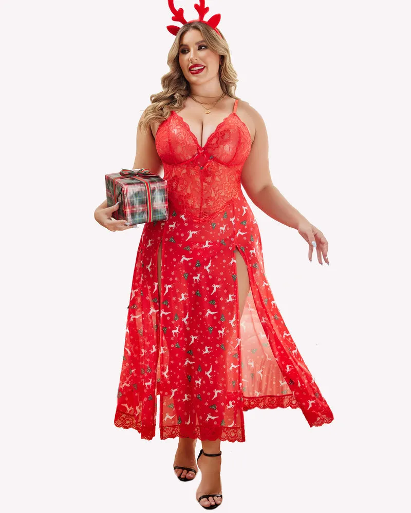 Christmas Plus Size Side Slits Dresses