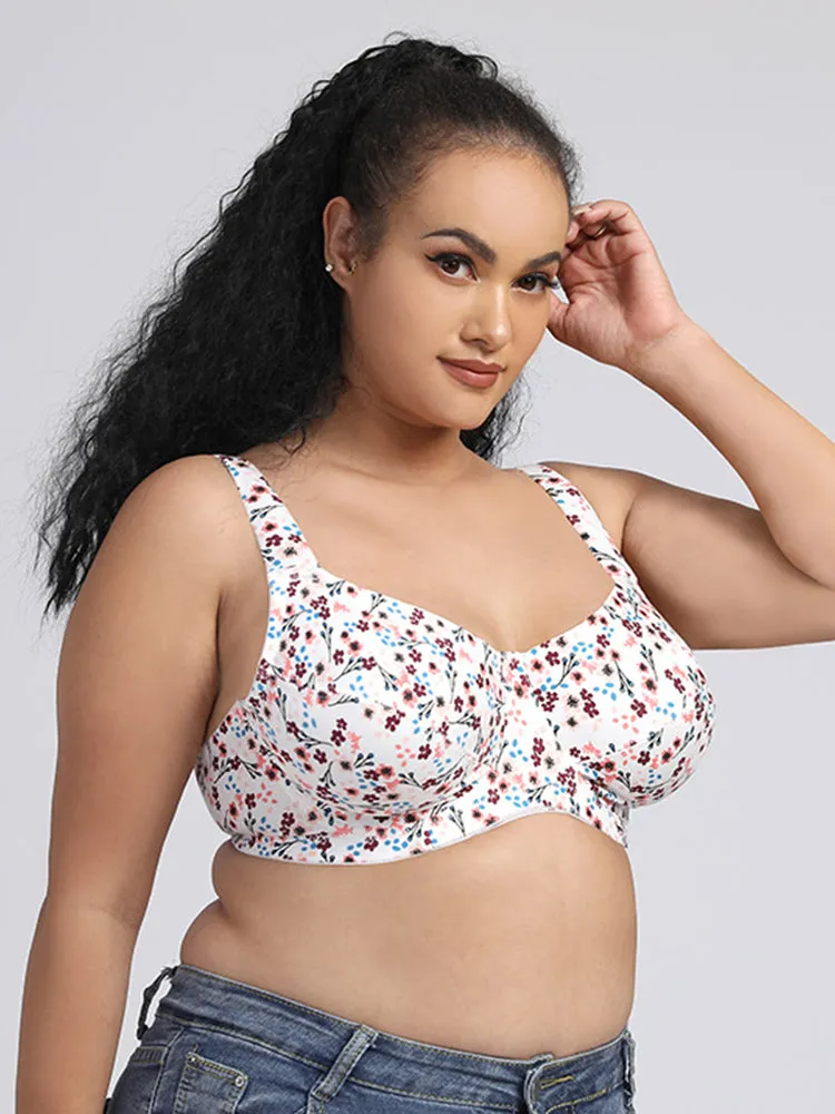 Comfort Cotton Floral Minimizer Underwire Bra
