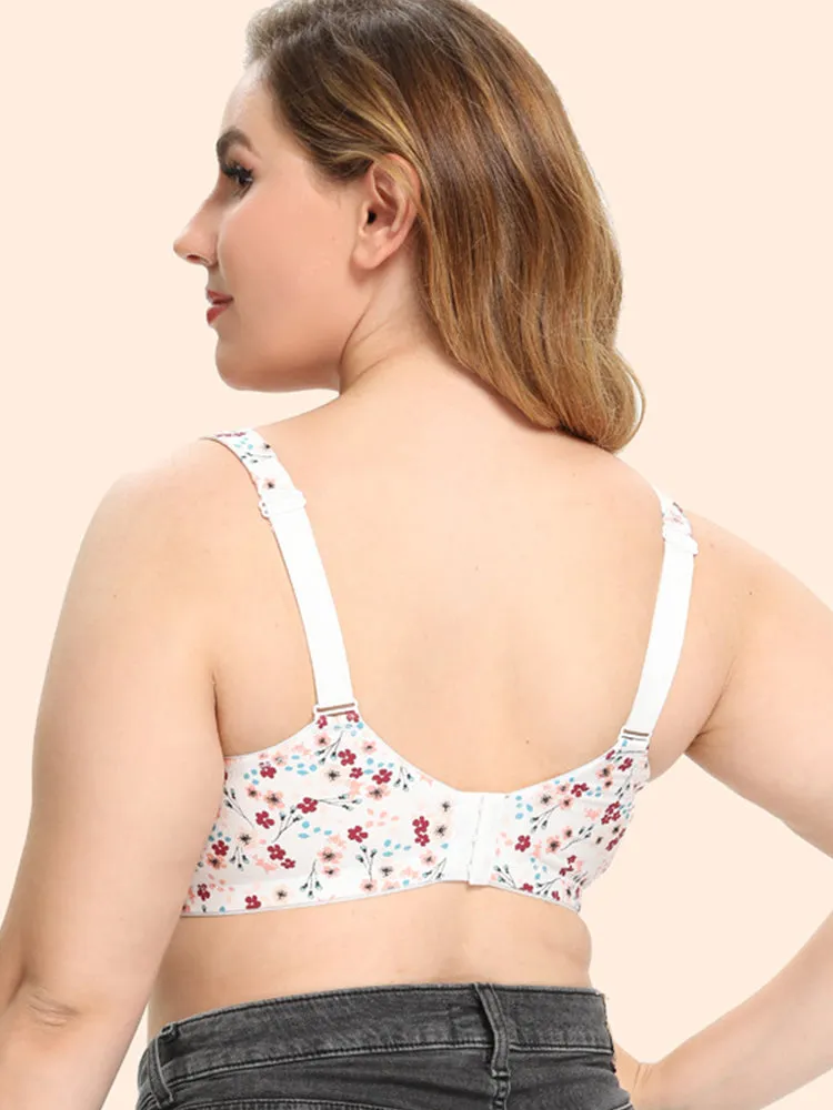 Comfort Cotton Floral Minimizer Underwire Bra