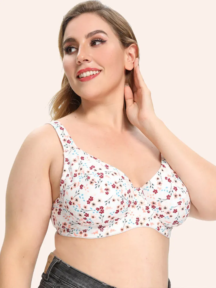 Comfort Cotton Floral Minimizer Underwire Bra