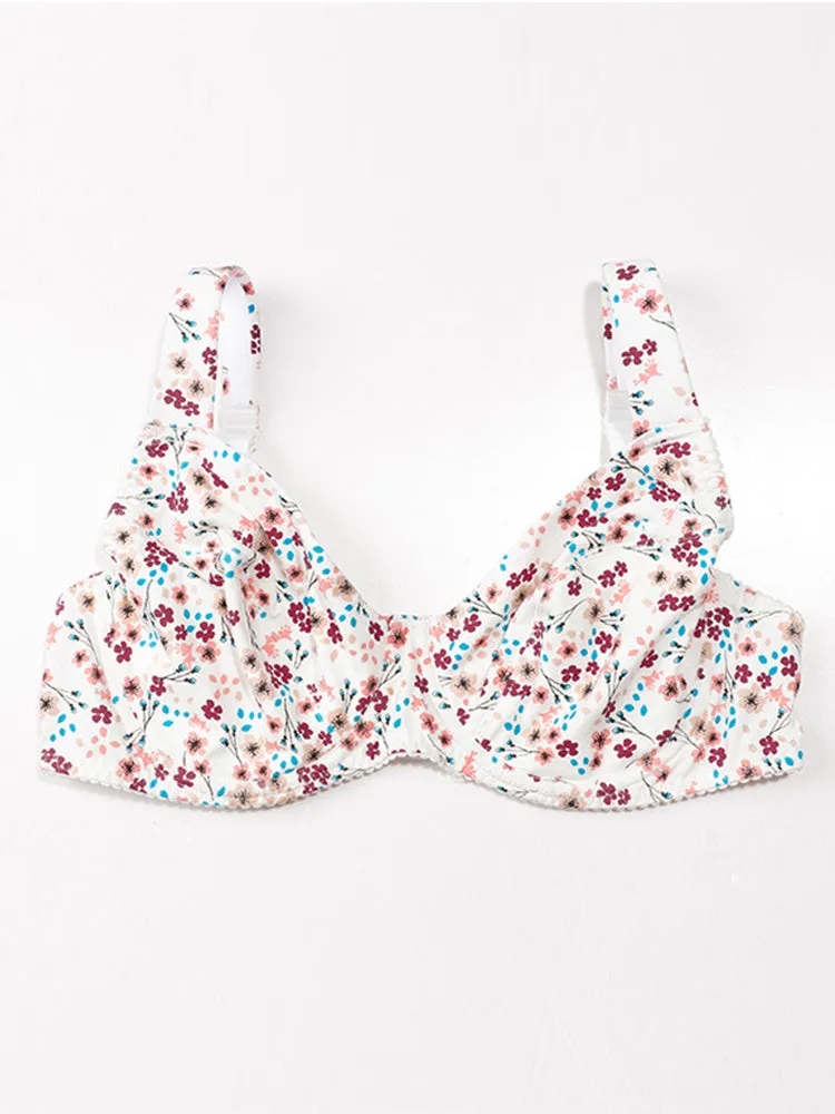 Comfort Cotton Floral Minimizer Underwire Bra