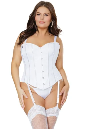Coquette Diva Metal Busk Boned Seams Corset Cord Lace Up Back White