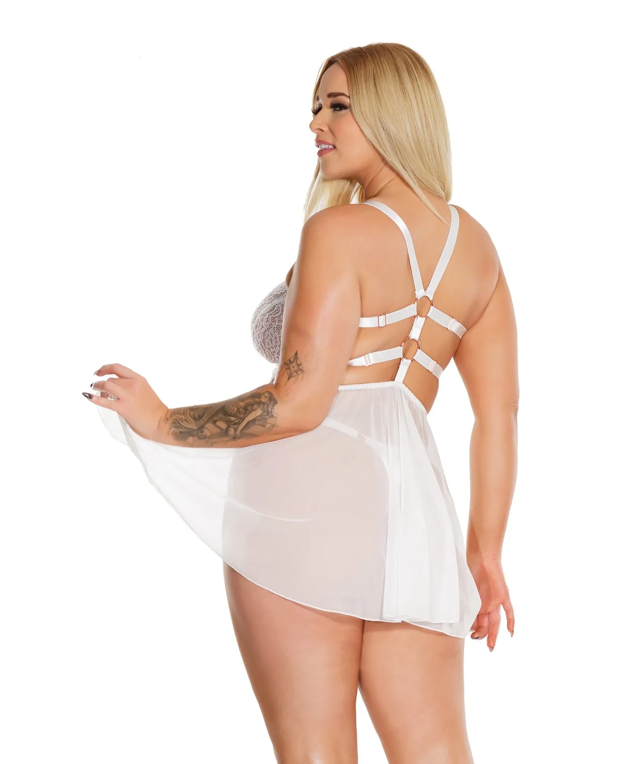 Coquette Pleasure Collection Queen Net & Scallop Lace Babydoll