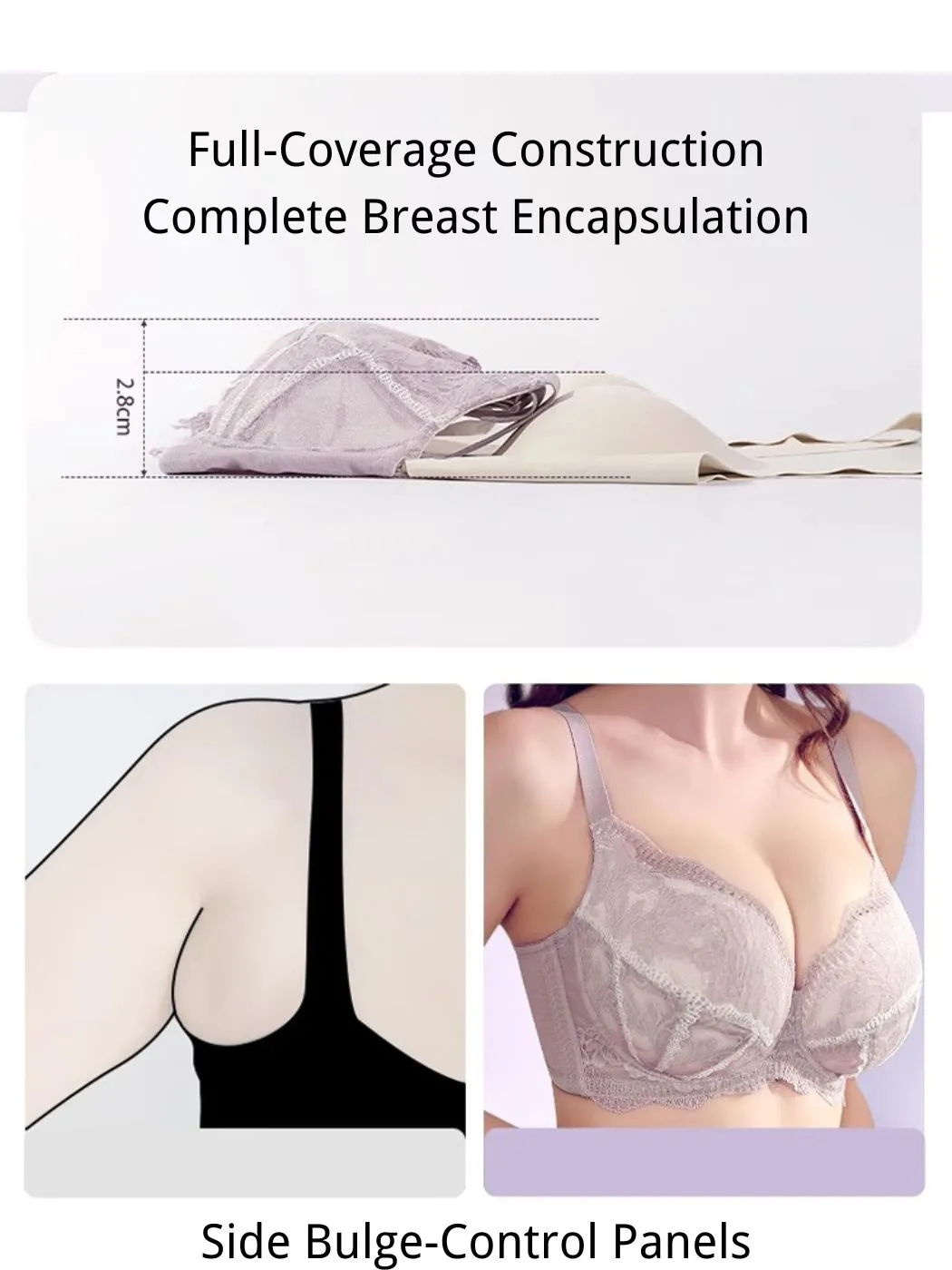 Cotton Push-Up Minimizer Bras with Adjustable Support