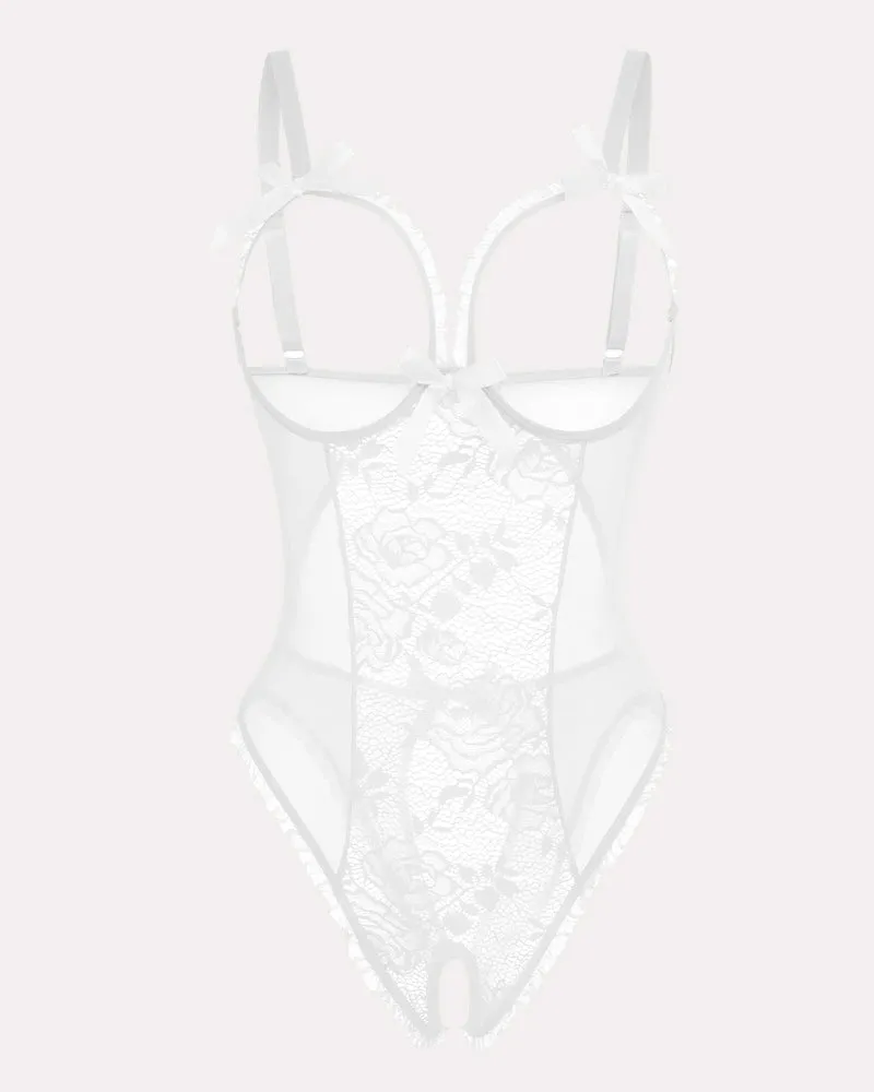 Crotchless Lace Mini Bodysuit