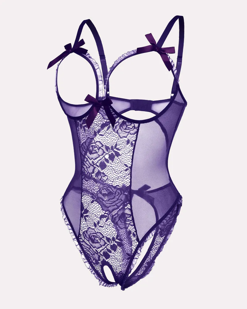 Crotchless Lace Mini Bodysuit
