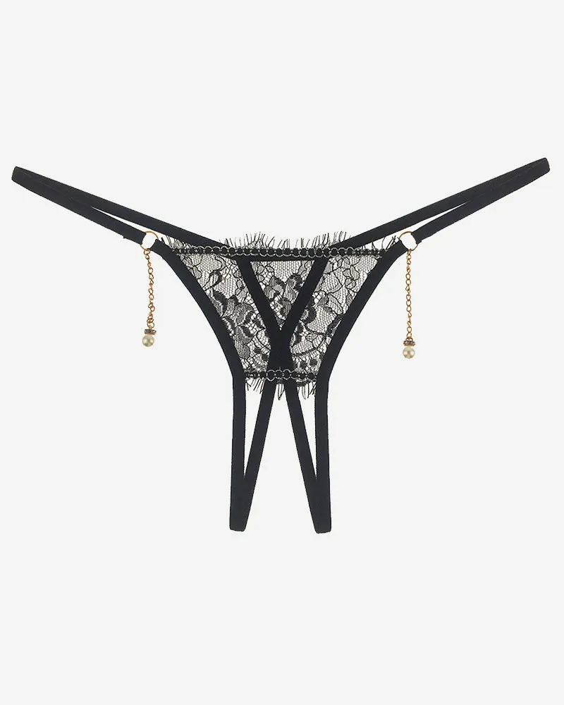 Crotchless Pearl Pendant Thong