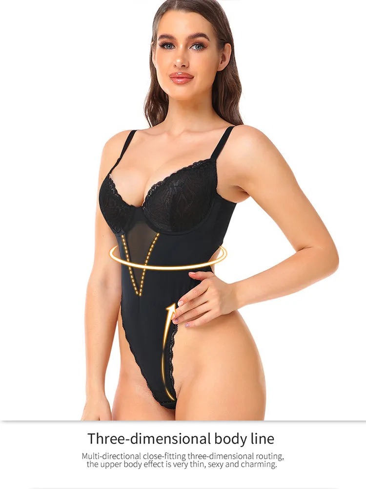 Deep V Backless Evening Dress Bodysuit Shapewear