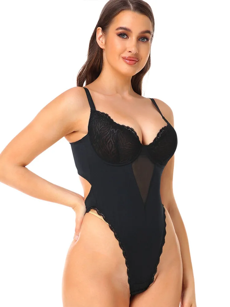 Deep V Backless Evening Dress Bodysuit Shapewear