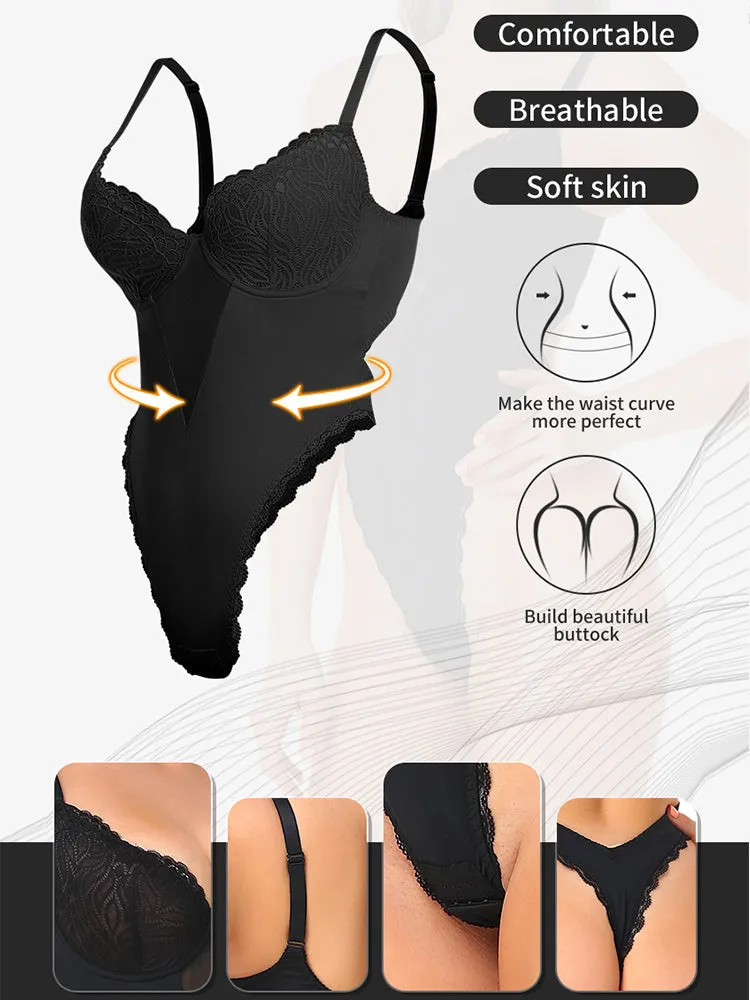 Deep V Backless Evening Dress Bodysuit Shapewear