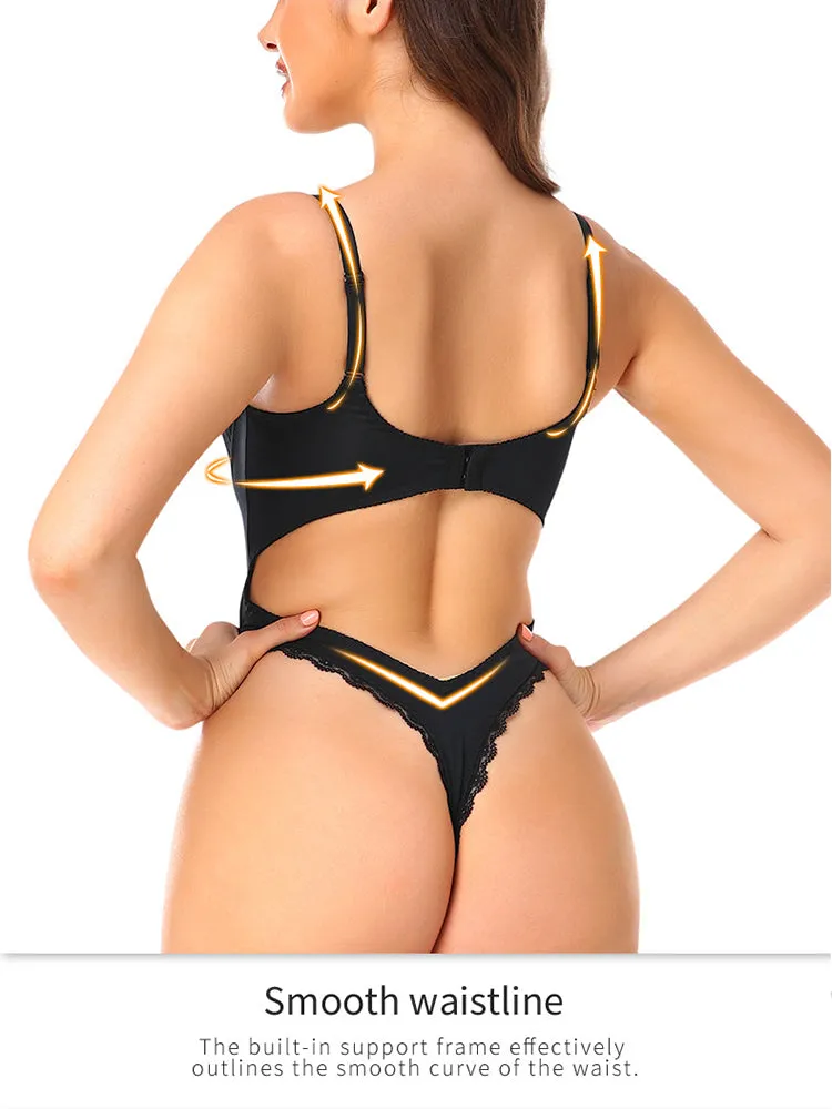 Deep V Backless Evening Dress Bodysuit Shapewear