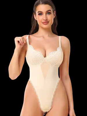 Deep V Backless Evening Dress Bodysuit Shapewear