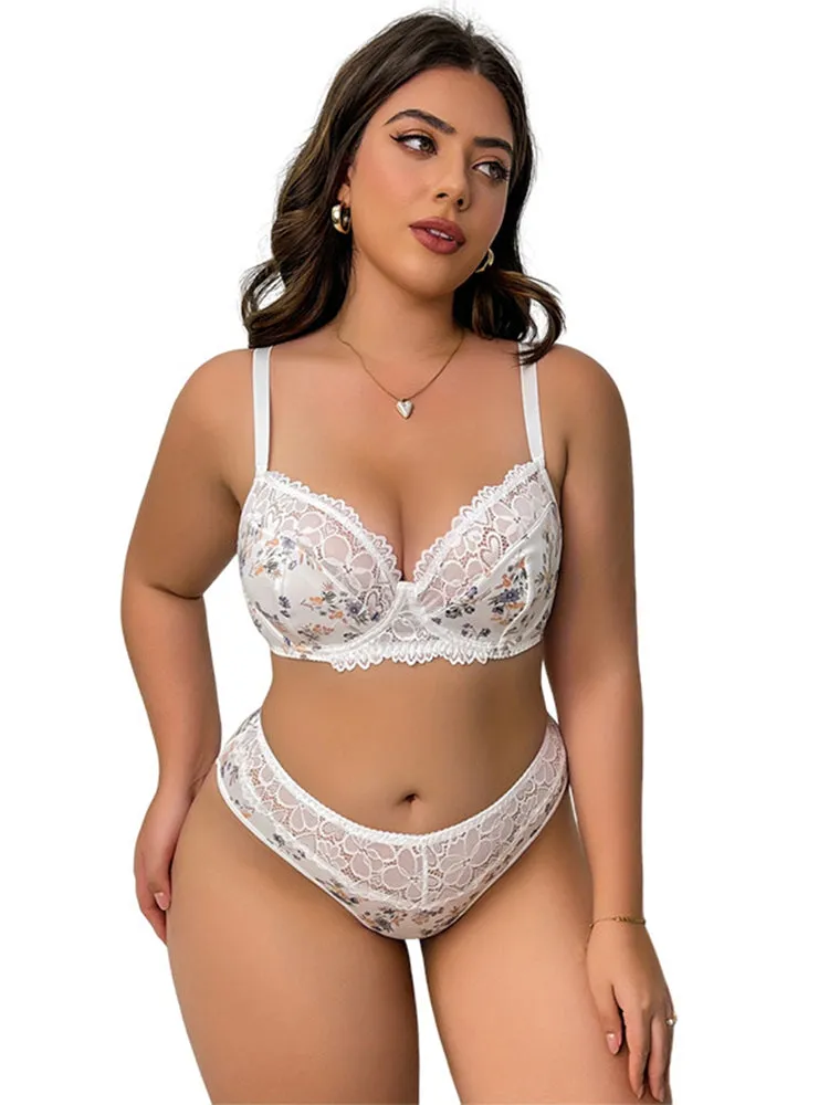 Elegance Floral Lace Push Up Underwire Lingerie Set