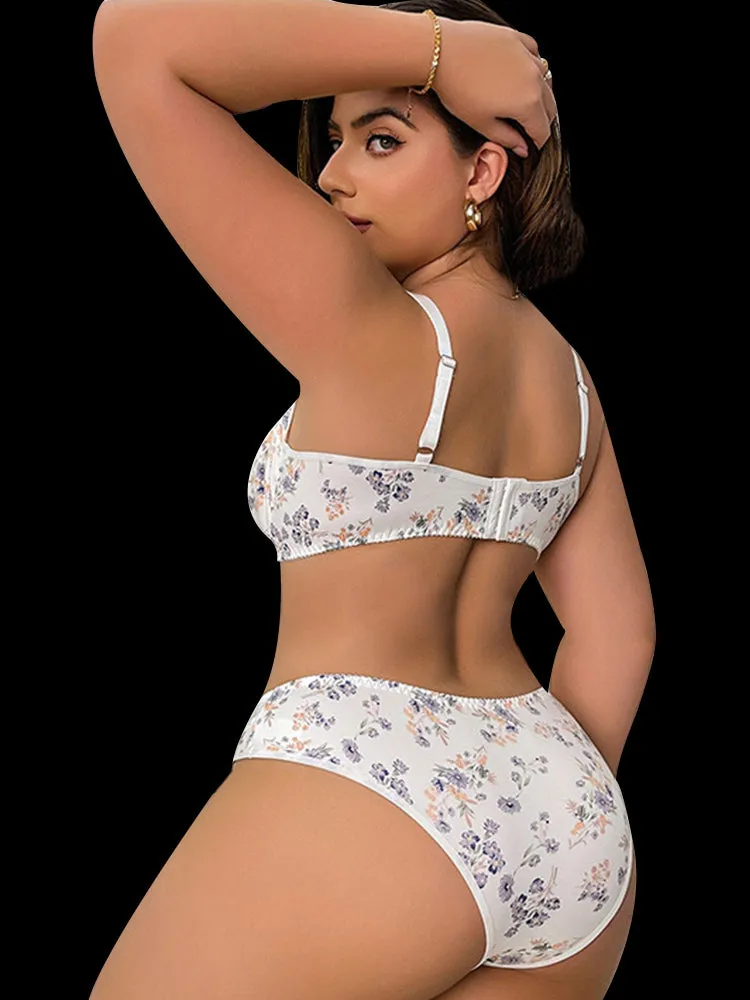 Elegance Floral Lace Push Up Underwire Lingerie Set