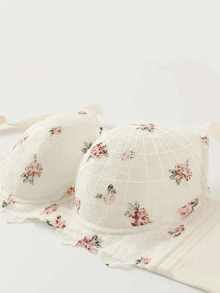 Elegant Floral Pattern Side Support Minimizer Bra