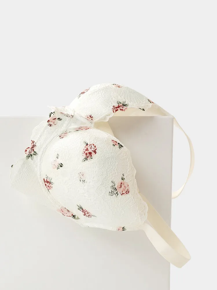 Elegant Floral Pattern Side Support Minimizer Bra