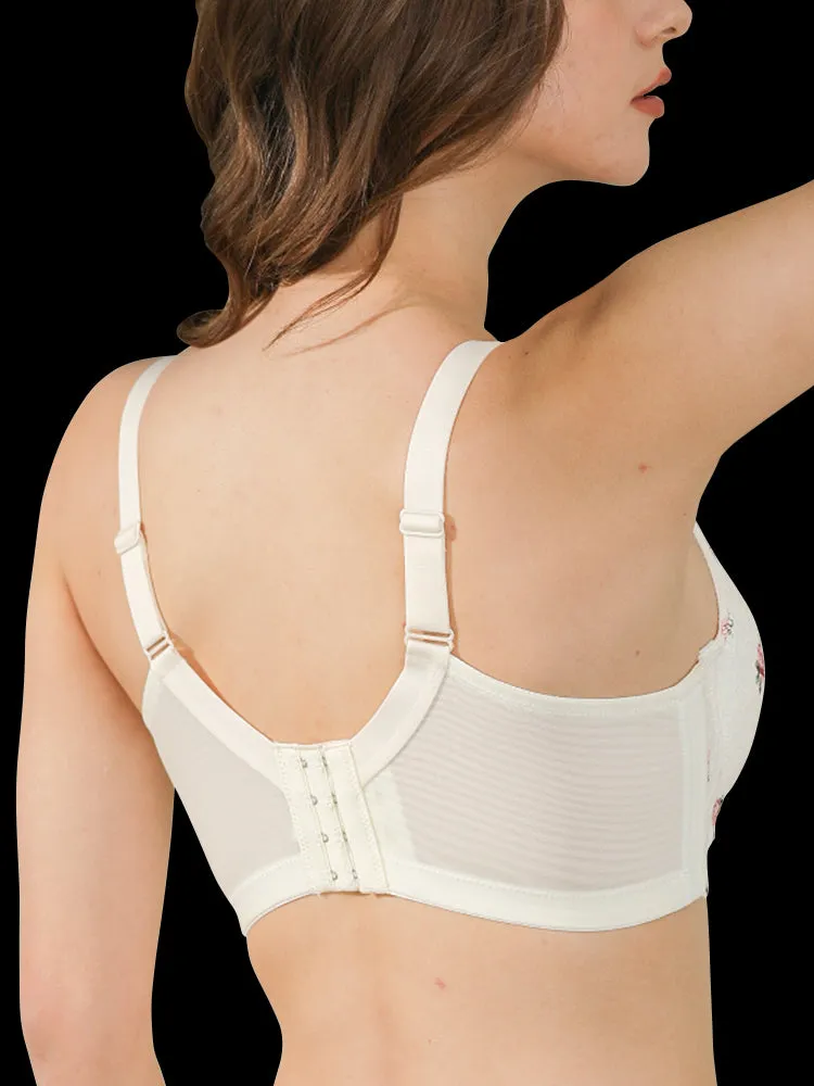 Elegant Floral Pattern Side Support Minimizer Bra