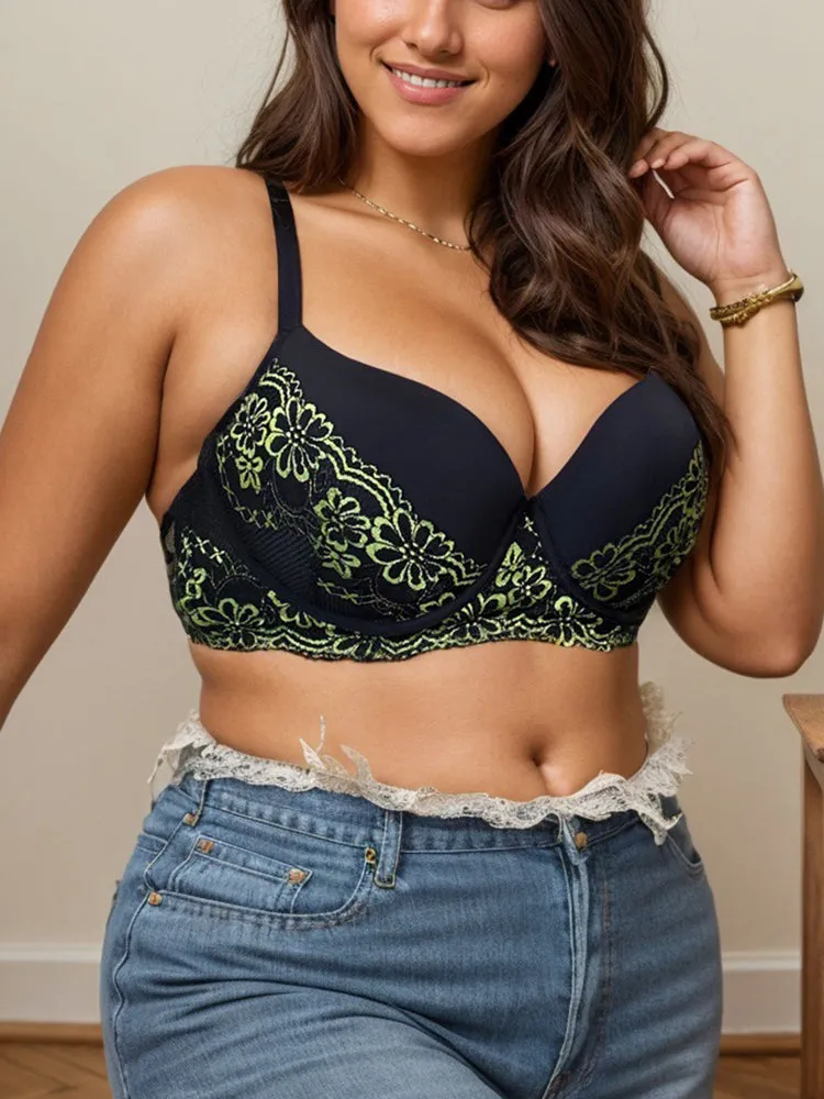 Elegant Lace Push-Up Lace Bra with Underwire Support