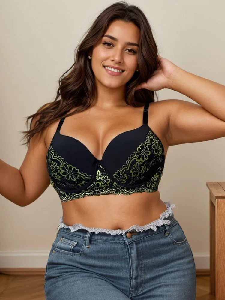 Elegant Lace Push-Up Lace Bra with Underwire Support