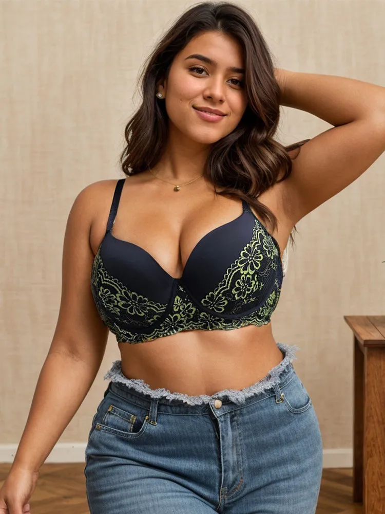 Elegant Lace Push-Up Lace Bra with Underwire Support