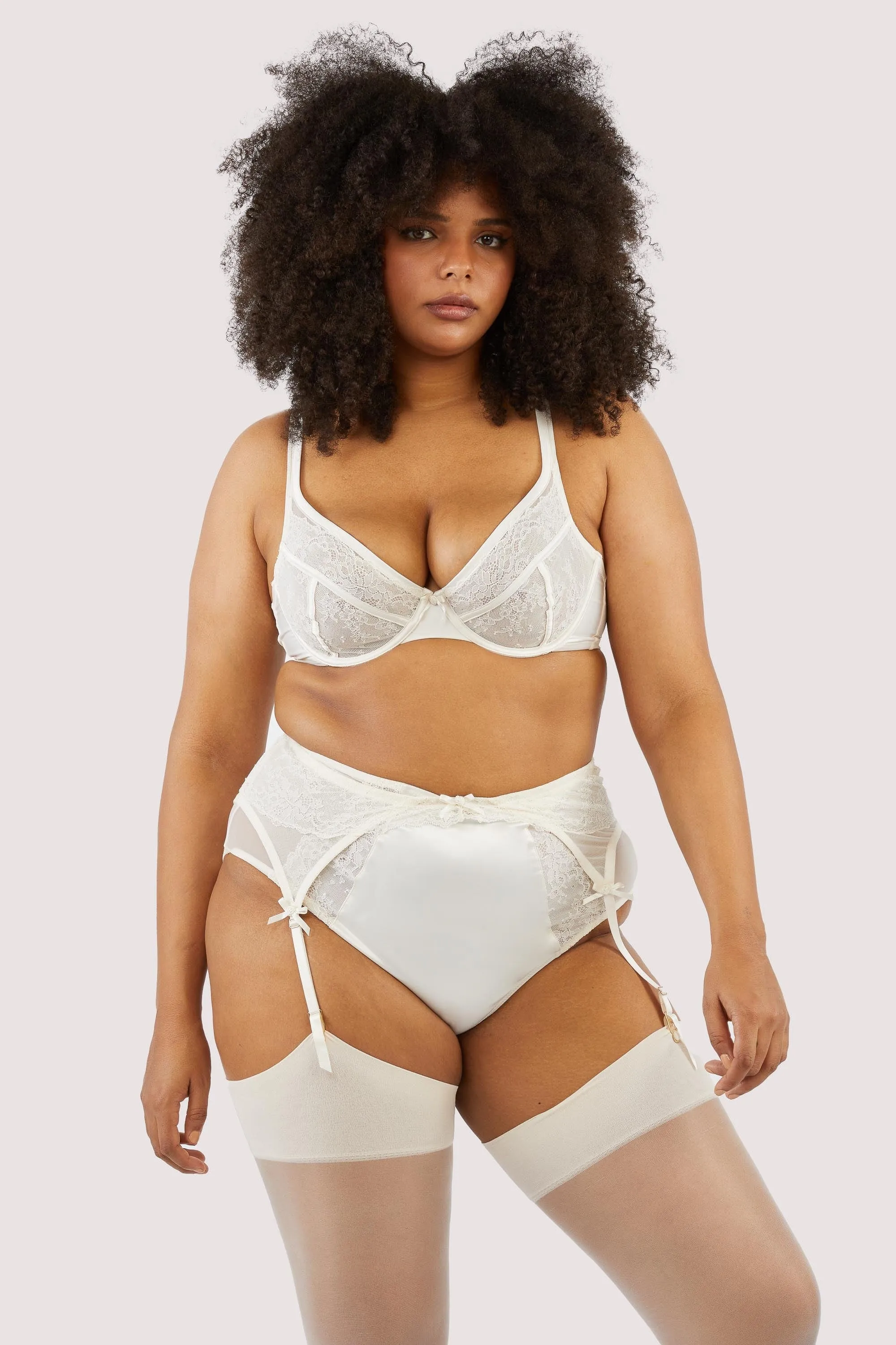 Ellery Classic Pale Rose Lace Suspender Belt