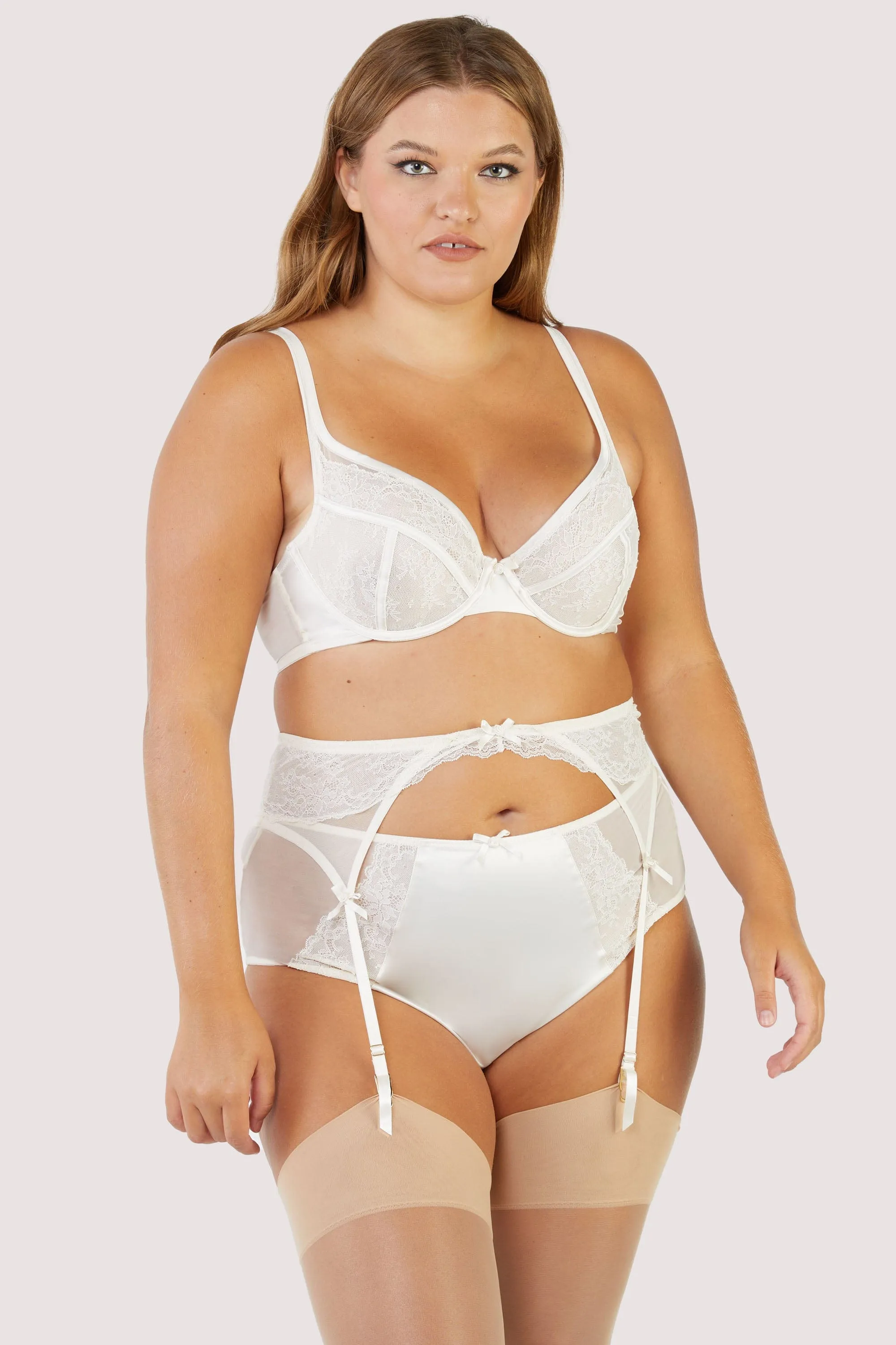 Ellery Classic Pale Rose Lace Suspender Belt