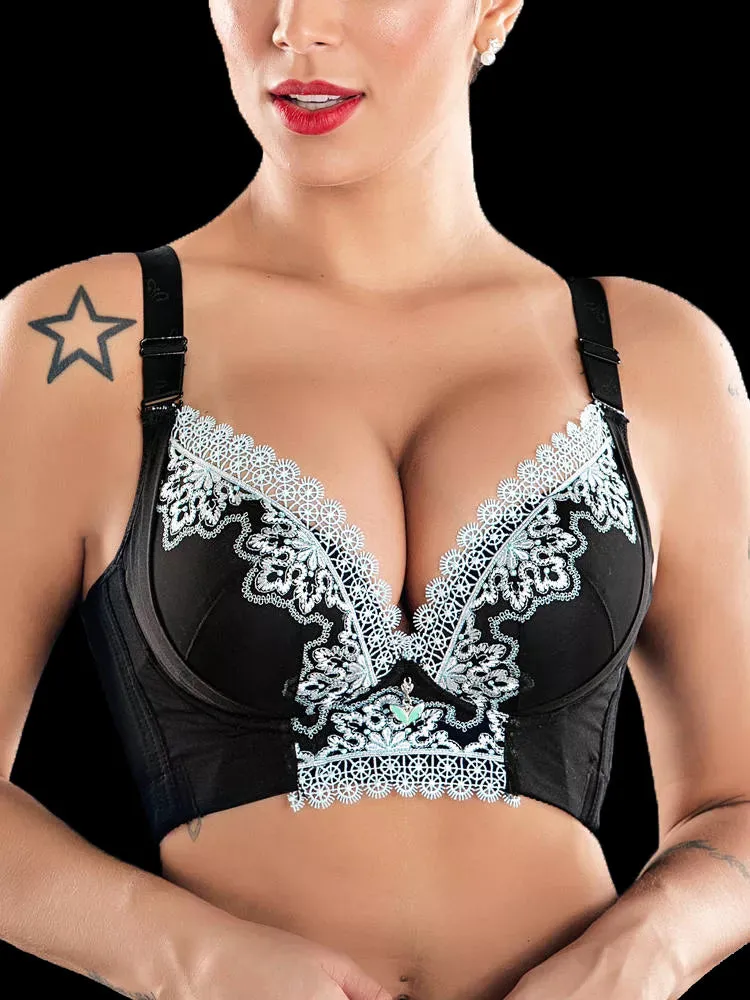 Embroidery Adjustable Longline Bra
