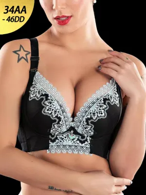 Embroidery Adjustable Longline Bra