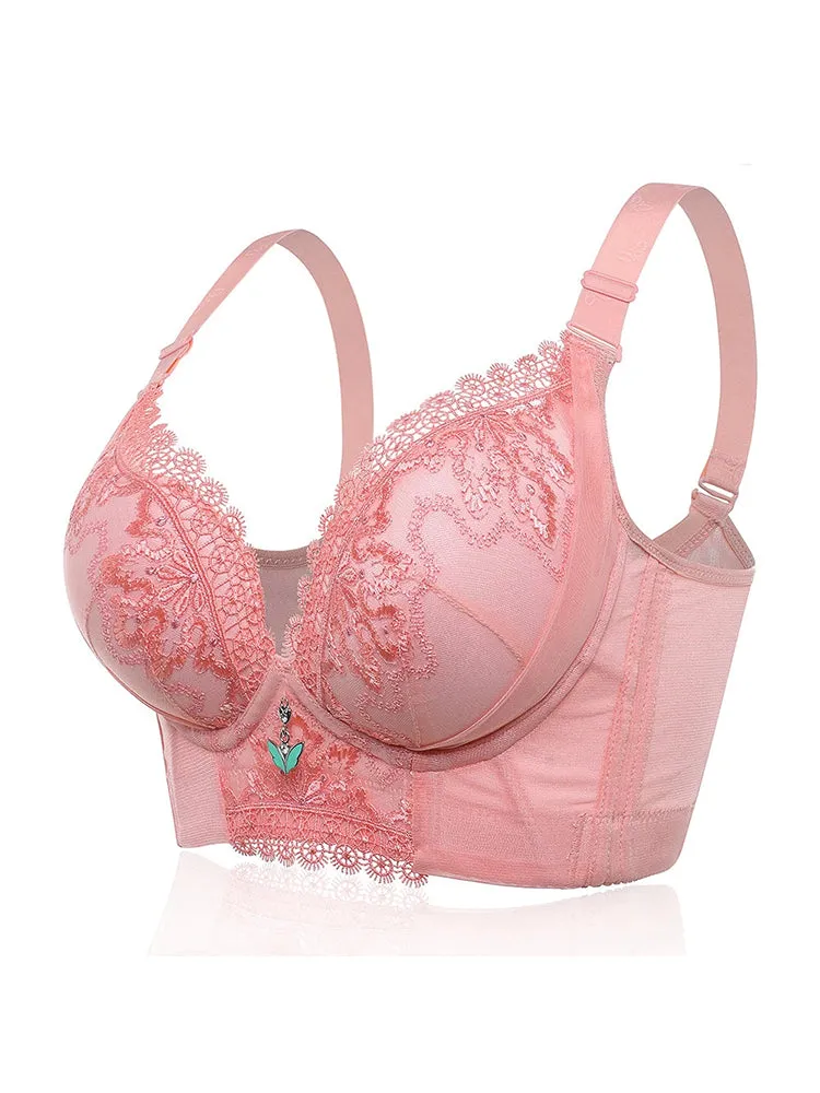 Embroidery Adjustable Longline Bra