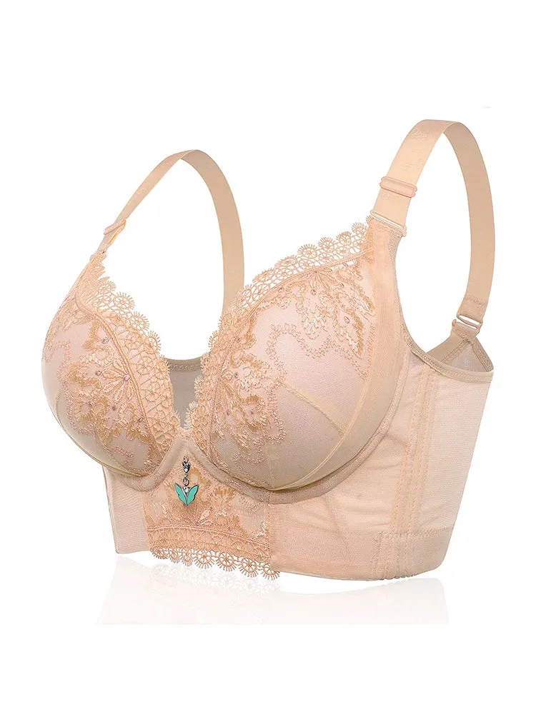 Embroidery Adjustable Longline Bra