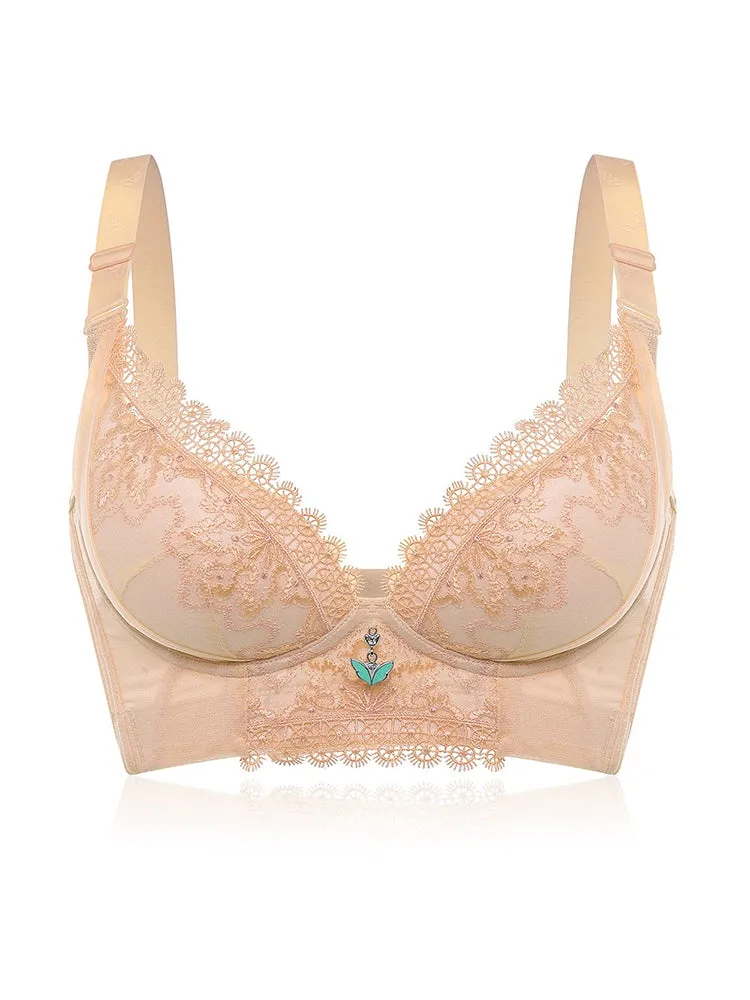 Embroidery Adjustable Longline Bra