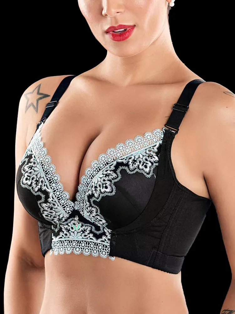 Embroidery Adjustable Longline Bra