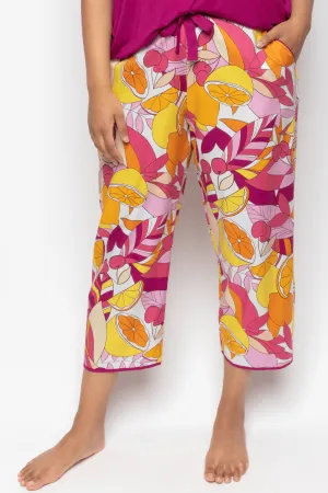 Emmi Fruit Print Cropped Pyjama Pants, Size UK 10