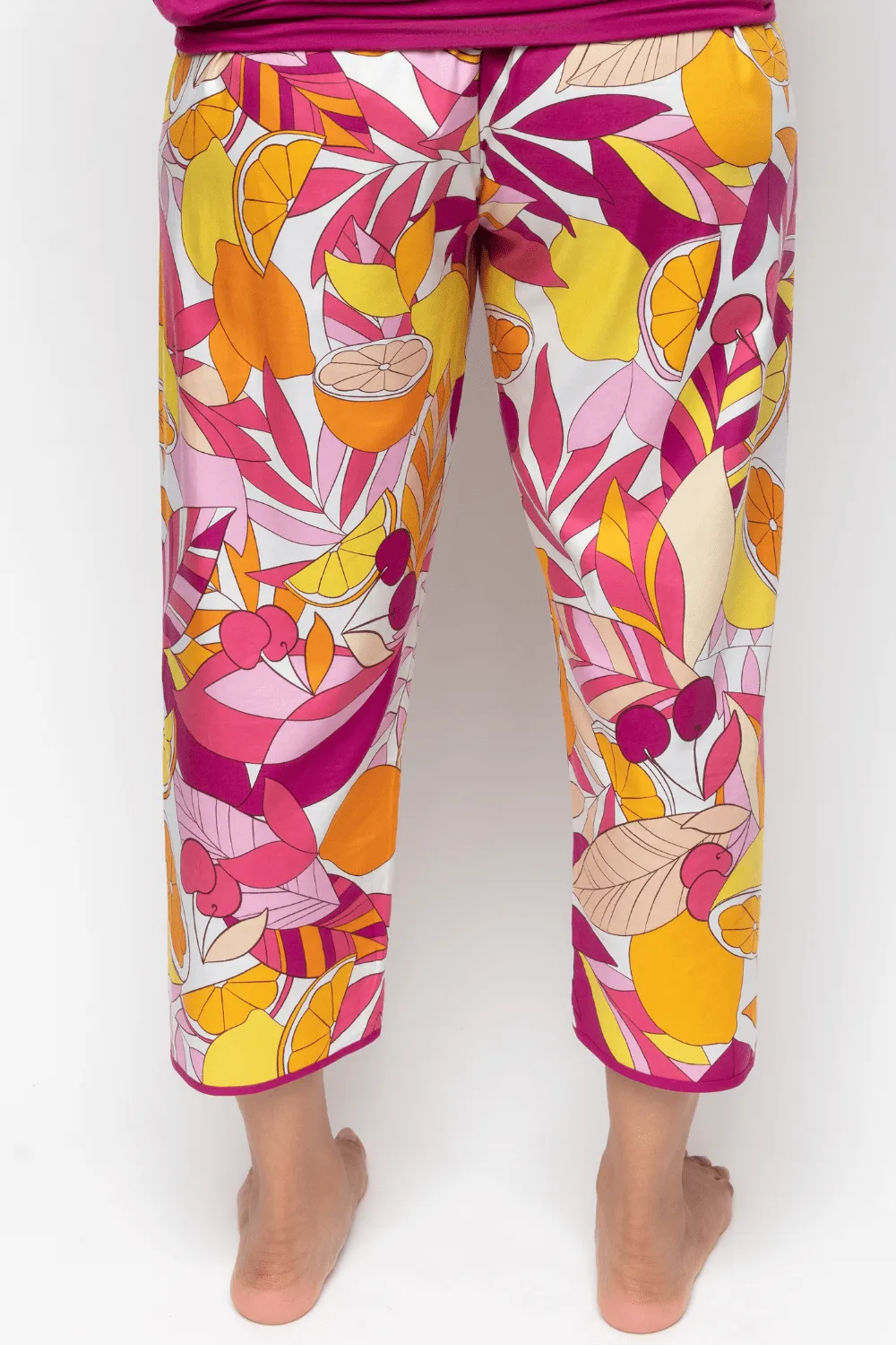 Emmi Fruit Print Cropped Pyjama Pants, Size UK 10