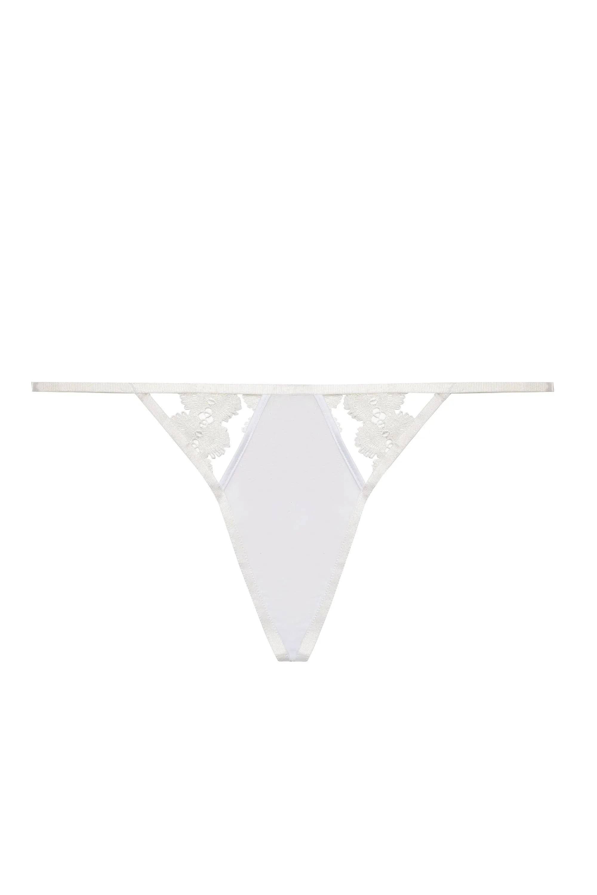 Esther White Lace Applique Thong