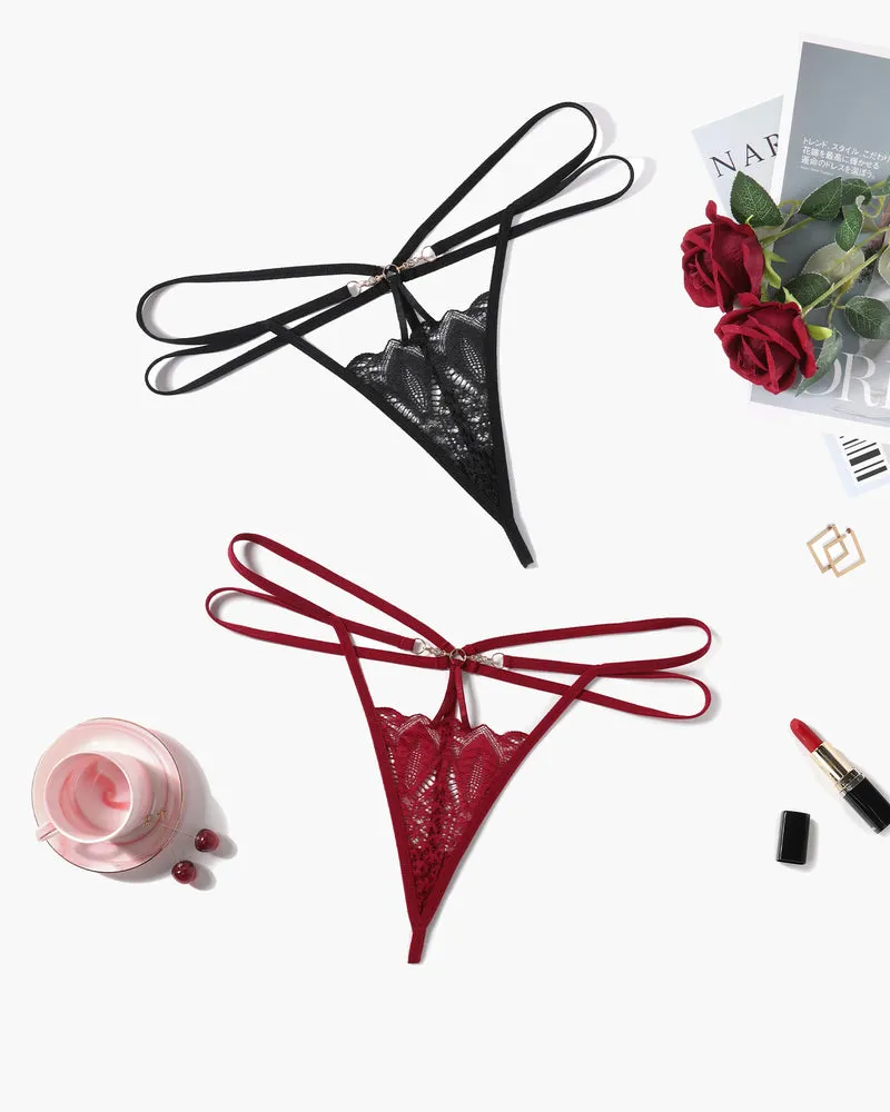 Floral Lace Briefs Hollow Out Thong